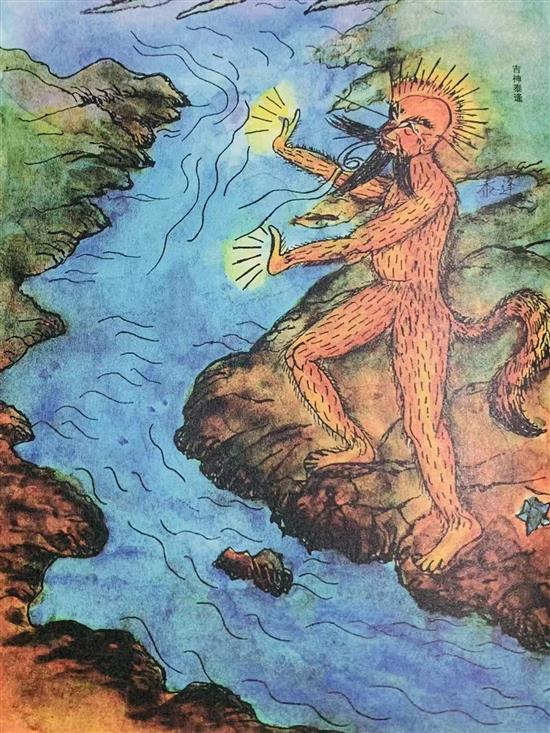 吉神泰逢可能是由巫师扮演的黄河之神，披有虎尾，伴随着火光，把苍玉投入黄河，希望能够感动天地让黄河年年安流。